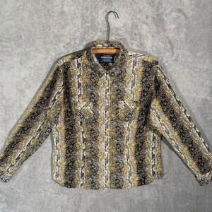 Rough Stock Panhandle Slim Mens XL Western Pearl Snap Shirt Paisley Gold Bling